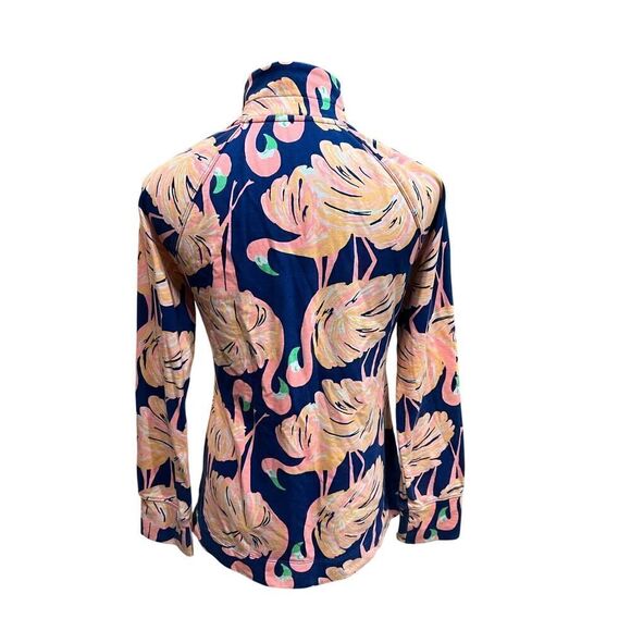 LILLY PULITZER Skipper Popover GIMME SOME LEG Flamingo Resort Navy, Size XS - Picture 3 of 9